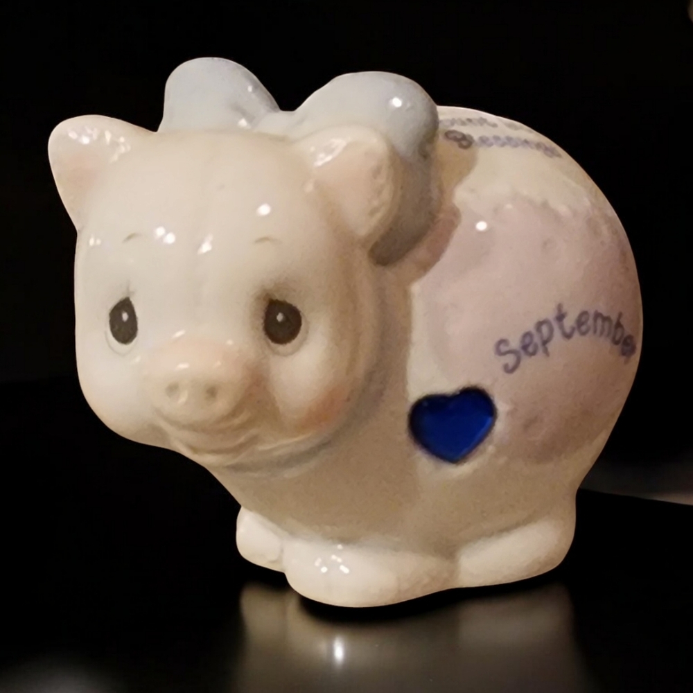 Precious Moments Birthstone Piggy Bank September Sapphire Vintage 1996